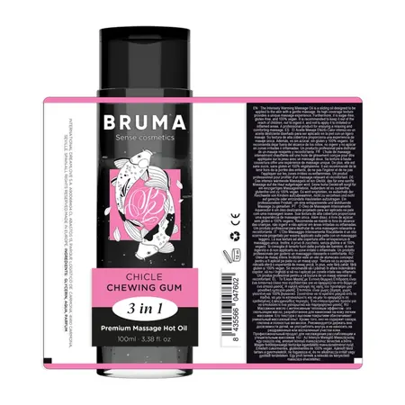 BRUMA Premium 3-in-1 Massage Oil Chewing Gum Scent 100 ml Vegan Formula