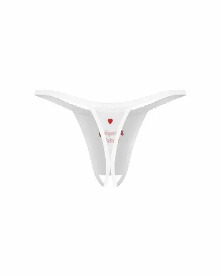 Obsessive Weddya Bride White Crotchless Thong - Elegant Bridal Lingerie