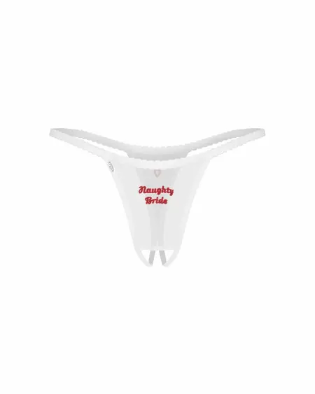 Obsessive Weddya Bride White Crotchless Thong - Elegant Bridal Lingerie