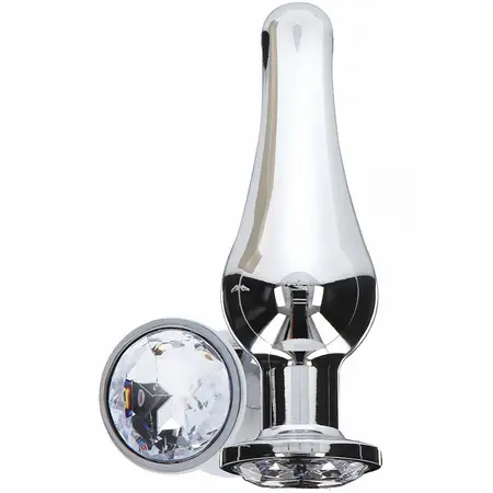 ToyJoy Diamond Bum Bijou Large - Aluminium Plug with Silver Gem, 13 cm