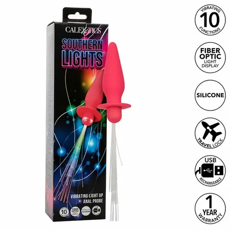 CalExotics Southern Lights Light-Up Silicone Plug 10 Modes Pink