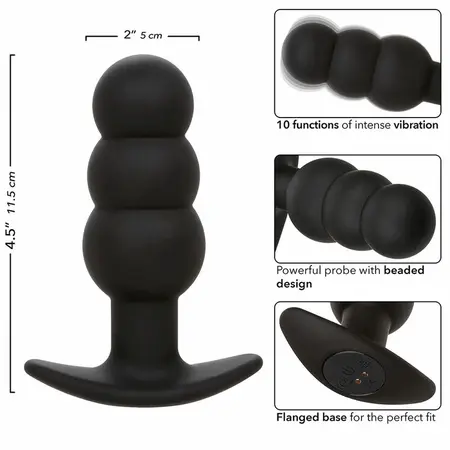 CalExotics Rock Bottom Beaded Silicone Probe 10-Mode Black Rechargeable