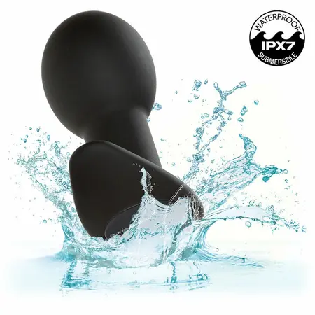 CalExotics Rock Bottom Silicone Black Vibrating Plug 10 Modes USB Rechargeable
