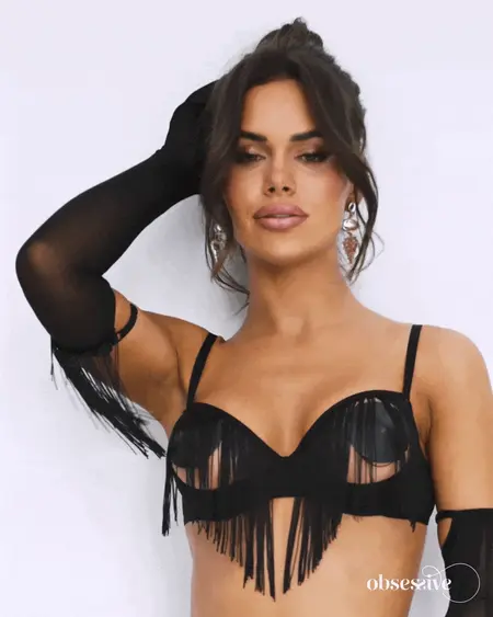 Obsessive Rossay 4-Piece Lingerie Set Black - Open Design & Tassels