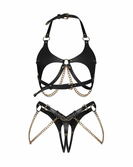 Obsessive Anyya 2-Piece Open Design Set Black L/XL