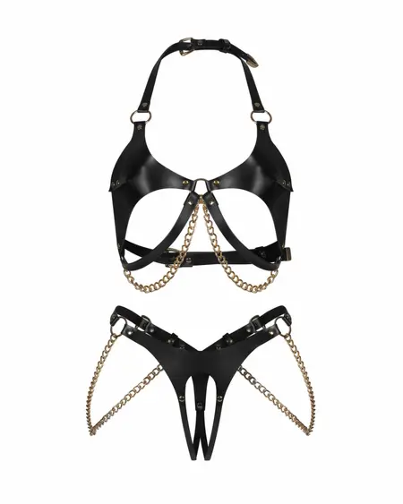 Obsessive Anyya 2-Piece Open Design Set Black L/XL