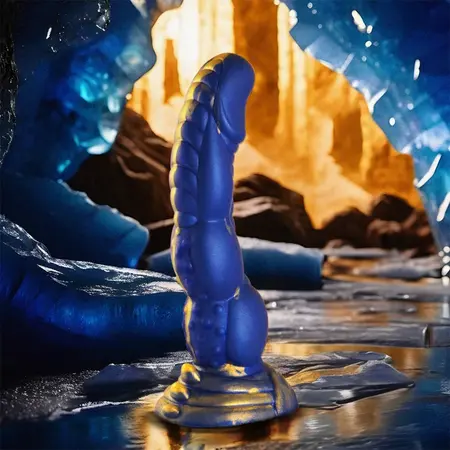 Poseidon силиконово фентъзи дилдо, синьо, 22 см
