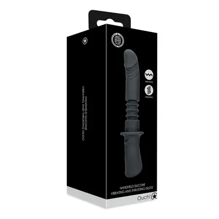 Shots Handheld Intimate Device Vibrating & Thrusting Black, 13 Modes