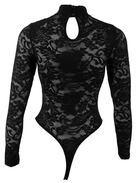 Cottelli LINGERIE Lace Body Black XL - Elegant Long Sleeve Bodysuit