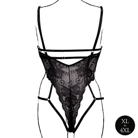 Obsessive Bodysuit Model 8714273043801 Plus Size Lace Open Cup Black