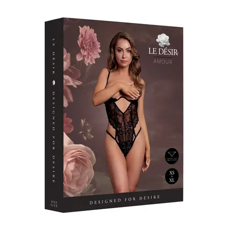 Obsessive Bodysuit Luiza Open Cup Lace, Adjustable, One Size, Black