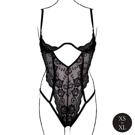 Obsessive Bodysuit Luiza Open Cup Lace, Adjustable, One Size, Black