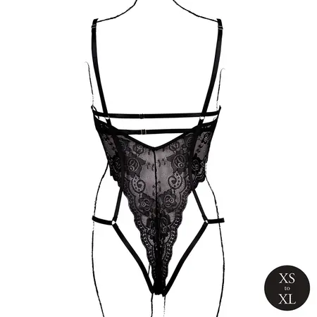 Obsessive Bodysuit Luiza Open Cup Lace, Adjustable, One Size, Black