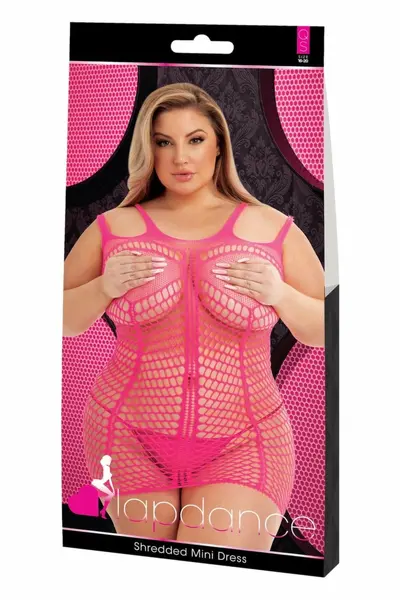 Lapdance Shredded Mini Dress Pink Nylon-Spandex Flexible Fit QS
