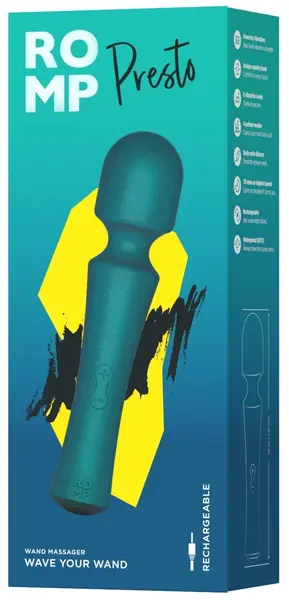 ROMP Presto Metallic Wand Massager - 10 Modes, Waterproof, 20cm