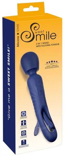 Sweet Smile 2in1 Wand Intimate Device with Flicking System, Purple, 24.3cm