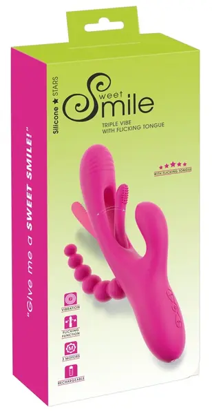 Sweet Smile Triple Vibe Flicking Tongue Multi-Stimulation System 24.4cm
