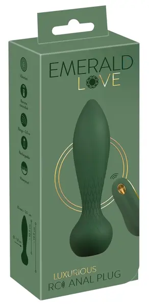 Emerald Love Luxurious RC Plug - Vibrating, Remote Control, Green, 14 cm
