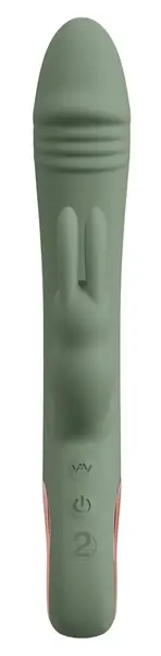 You2Toys Slim Rabbit Olive Dual Vibrator, 10 Modes, Waterproof, Silicone