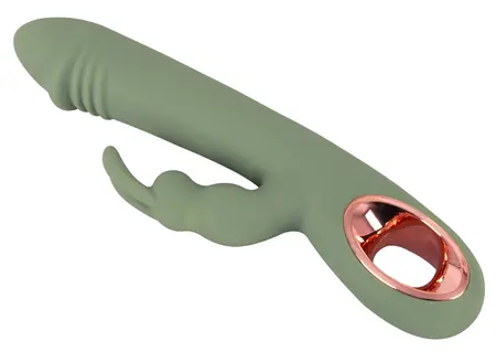 You2Toys Slim Rabbit Olive Dual Vibrator, 10 Modes, Waterproof, Silicone