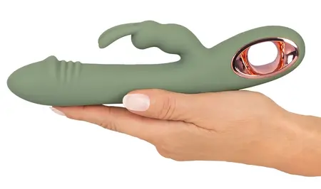 You2Toys Slim Rabbit Olive Dual Vibrator, 10 Modes, Waterproof, Silicone