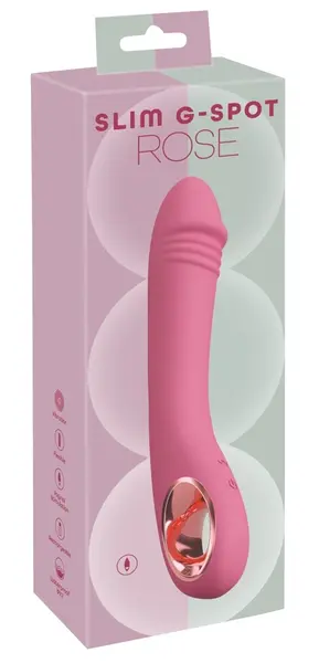 You2Toys Slim G-Spot Rose Vibrating Massager, 10 Modes, Pink, 21.4cm