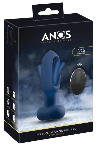 ANOS RC Flickering Tongue Anal Plug with Vibration, Silicone, 14.1cm