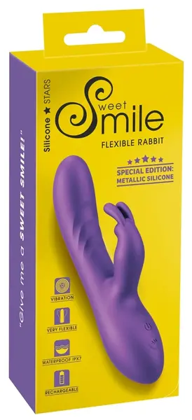 Sweet Smile Flexible Rabbit Metallic Silicone Dual Action Model, 18.3 cm