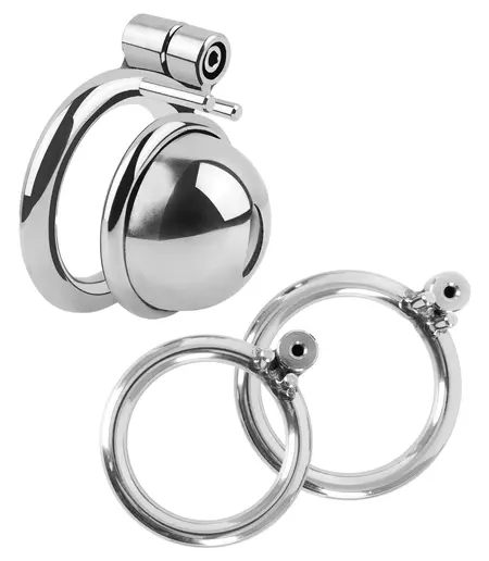 Fetish Collection Mini Cock Cage Metal Chastity Device Set, Silver, 4.3 cm