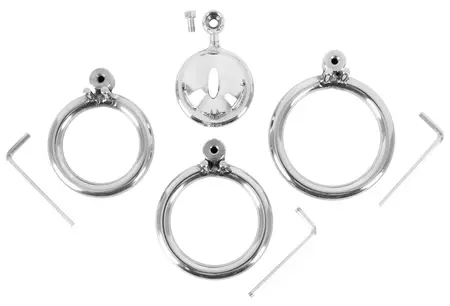 Fetish Collection Mini Cock Cage Metal Chastity Device Set, Silver, 4.3 cm