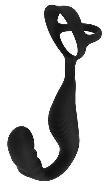 Rebel RC Prostate Plug & Dual Support Ring Set, Silicone, Black