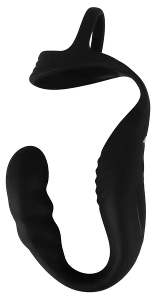Rebel RC Prostate Plug & Dual Support Ring Set, Silicone, Black