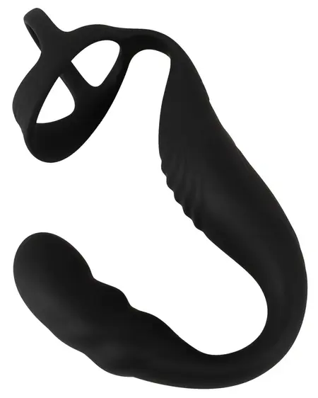 Rebel RC Prostate Plug & Dual Support Ring Set, Silicone, Black