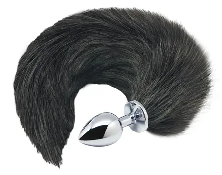 Alive Black & White Fox Tail S - Small Metal Plug with Synthetic Tail
