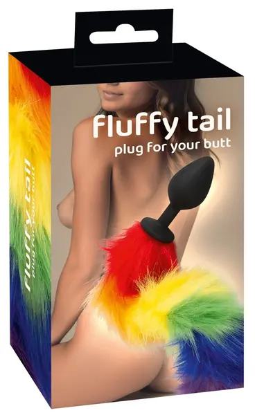 You2Toys Rainbow Fluffy Tail Silicone Plug - 42 cm Multicolor