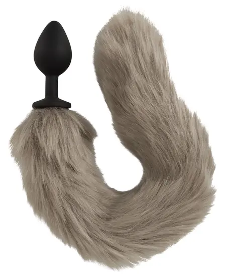 You2Toys Fluffy Tail Plug Grey - Silicone Model with Soft Faux Fur, 45 cm