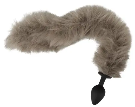 You2Toys Fluffy Tail Plug Grey - Silicone Model with Soft Faux Fur, 45 cm