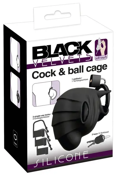 Black Velvets Silicone Intimate Cage Adjustable with Locking System 10cm