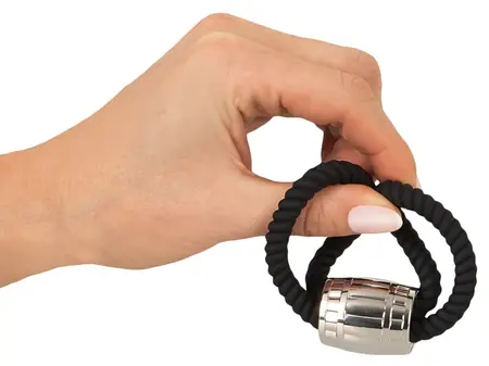 Rebel Heavy Rope Double Silicone Adjustable Strap with Metal Weight Black