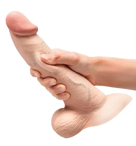 Slipskin извито силиконово дилдо, кремаво, 22,3 см
