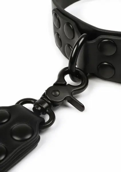 AVANZA VANTAGE 8 Signature Collar & Short Leash Black PU Leather