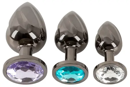 ANOS Diamond Trio комплект спираловидни метални анални разширители с кристали, 3 размера
