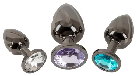 ANOS Diamond Trio комплект спираловидни метални анални разширители с кристали, 3 размера