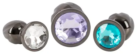 ANOS Diamond Trio комплект спираловидни метални анални разширители с кристали, 3 размера