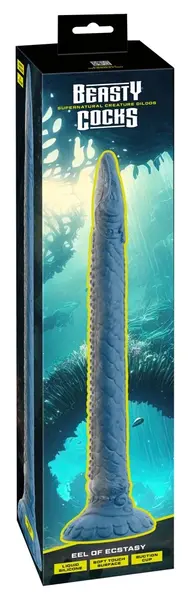 Eel силиконово фентъзи дилдо с вендуза, черно, 46 см