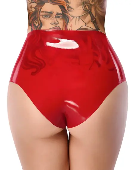 LateX Briefs Red XL - High-Waist Latex Shorts with Integrated System