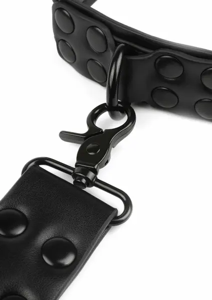 AVANZA VANTAGE 8 Signature Collar & Leash Black PU Leather Set