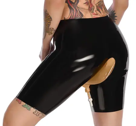 LateX Black Latex Cycling Shorts 2XL with Integrated Valve System