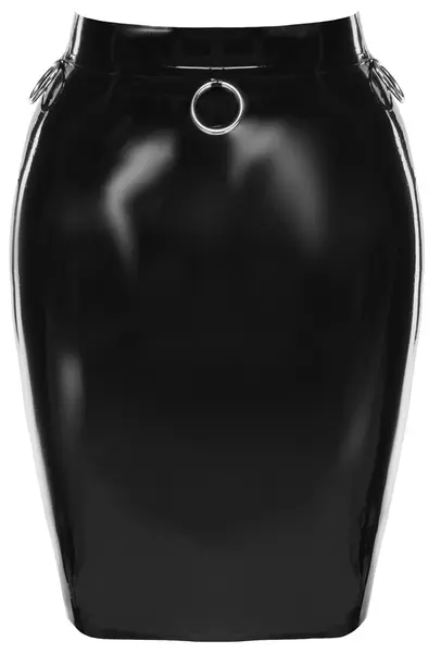 LateX Black Latex Skirt 2XL with Metal Rings & Back Zipper