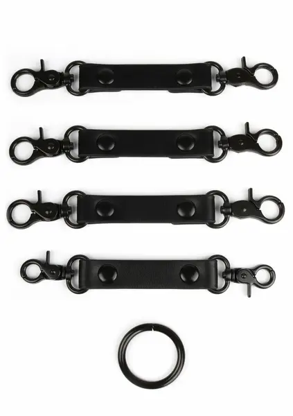 AVANZA VANTAGE 8 Precision Hogtie Black PU Leather Restraint System